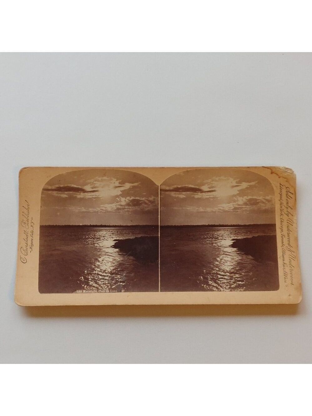 ANTIQUE Stereograph NIAGARA FALLS in Moonlight from the American Side